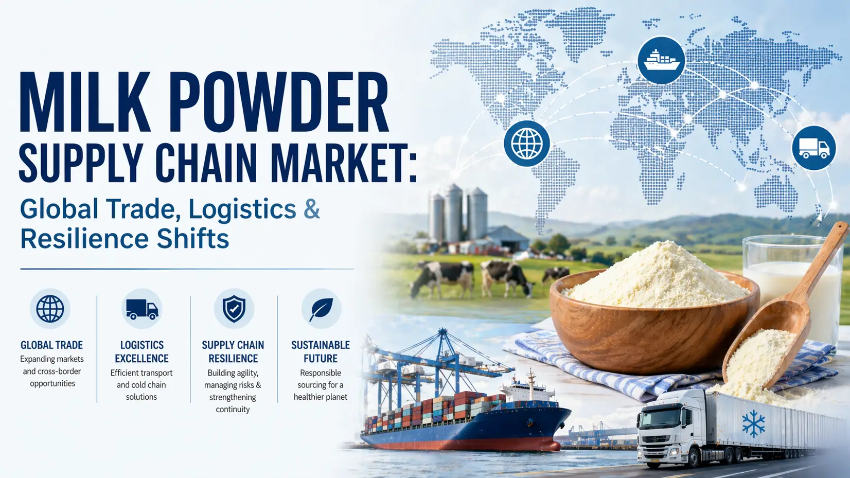 Mercado de la cadena de suministro de leche en polvo: cambios en el comercio mundial, la logística y la resiliencia